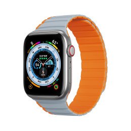 Magnetinis Apple Watch SE, 9, 8, 7, 6, 5, 4, 3, 2, 1 (41, 40, 38 mm) Dux Ducis dirželis (LD versija) – pilkai oranžinis