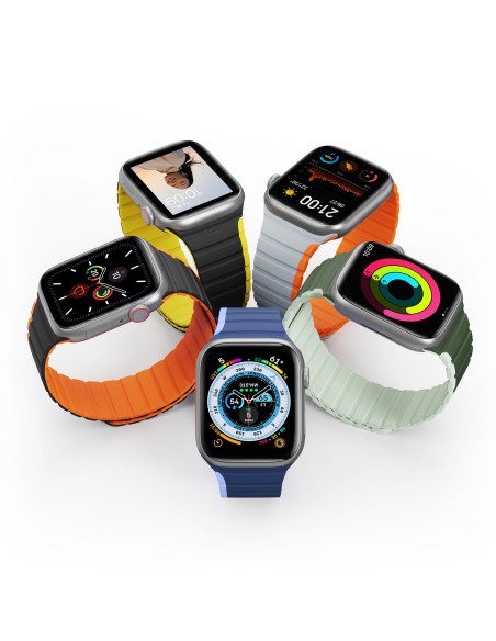 Magnetinis Apple Watch SE, 9, 8, 7, 6, 5, 4, 3, 2, 1 (41, 40, 38 mm) Dux Ducis dirželis (LD versija) – juoda ir oranžinė