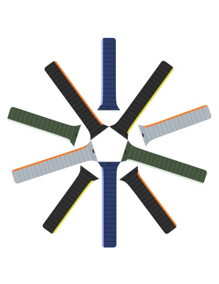 Magnetinis Apple Watch SE, 9, 8, 7, 6, 5, 4, 3, 2, 1 (41, 40, 38 mm) Dux Ducis dirželis (LD versija) – juoda ir oranžinė