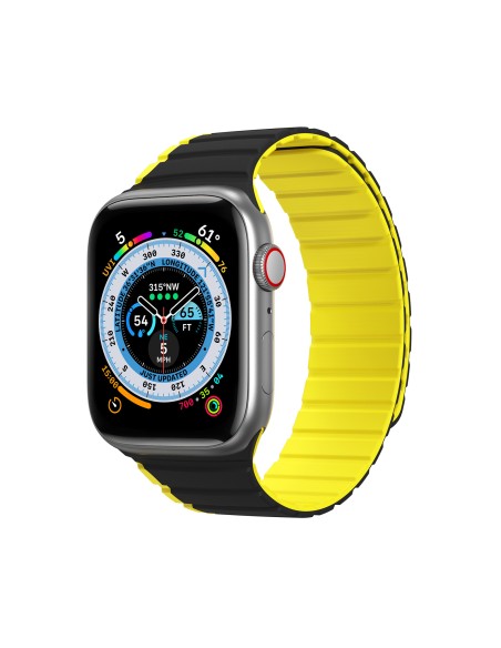 Magnetinis Apple Watch SE, 9, 8, 7, 6, 5, 4, 3, 2, 1 (41, 40, 38 mm) Dux Ducis dirželis (LD versija) – juoda ir geltona Magnetinis Apple Watch SE, 9, 8, 7, 6, 5, 4, 3, 2, 1 (41, 40, 38 mm) Dux Ducis dirželis (LD versija) – juoda ir geltona
