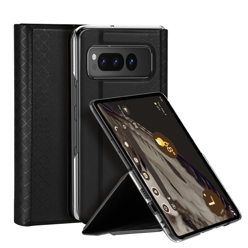 Dux Ducis Bril odinis dėklas su atvartu ir pinigine, skirtas Google Pixel Fold - juodas
