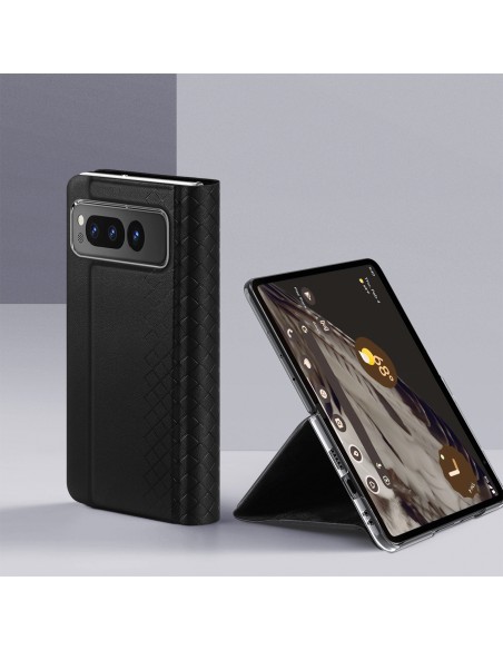 Dux Ducis Bril odinis dėklas su atvartu ir pinigine, skirtas Google Pixel Fold - juodas Dux Ducis Bril odinis dėklas su atvartu ir pinigine, skirtas Google Pixel Fold - juodas