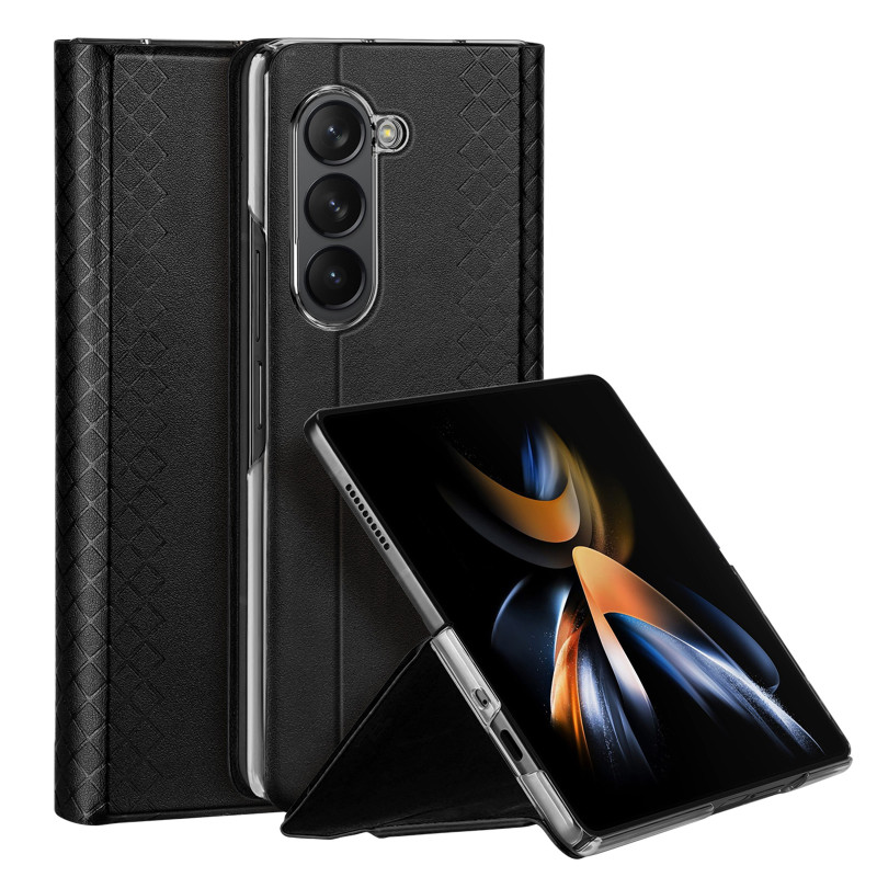 Odinis atverčiamas ir piniginės dėklas, skirtas Samsung Galaxy Z Fold5 5G Dux Ducis Bril – juodas Odinis atverčiamas ir piniginės dėklas, skirtas Samsung Galaxy Z Fold5 5G Dux Ducis Bril – juodas
