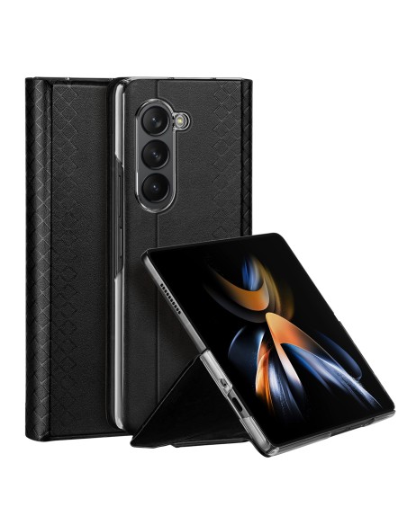 Odinis atverčiamas ir piniginės dėklas, skirtas Samsung Galaxy Z Fold5 5G Dux Ducis Bril – juodas Odinis atverčiamas ir piniginės dėklas, skirtas Samsung Galaxy Z Fold5 5G Dux Ducis Bril – juodas