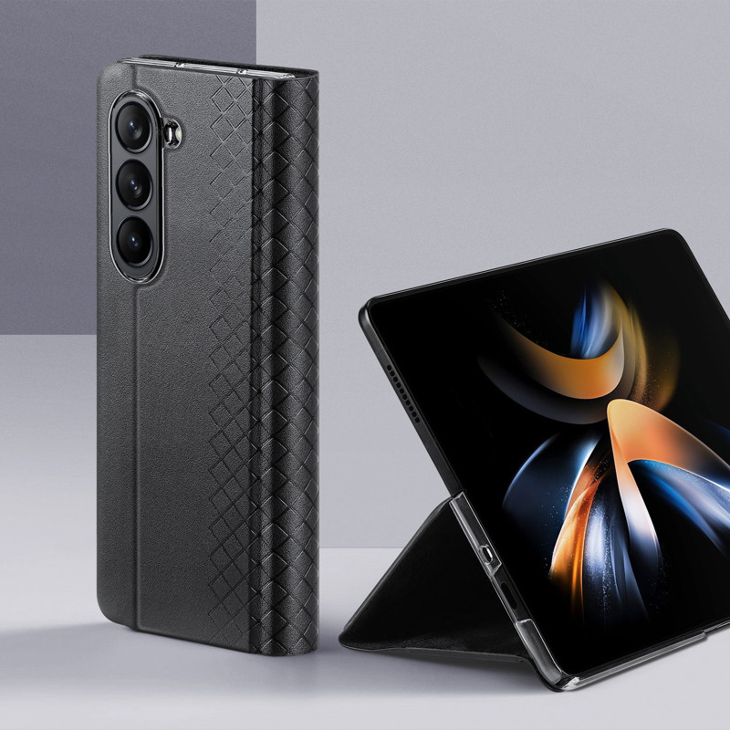 Odinis atverčiamas ir piniginės dėklas, skirtas Samsung Galaxy Z Fold5 5G Dux Ducis Bril – juodas