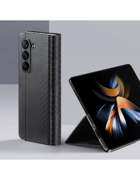 Odinis atverčiamas ir piniginės dėklas, skirtas Samsung Galaxy Z Fold5 5G Dux Ducis Bril – juodas Odinis atverčiamas ir piniginės dėklas, skirtas Samsung Galaxy Z Fold5 5G Dux Ducis Bril – juodas