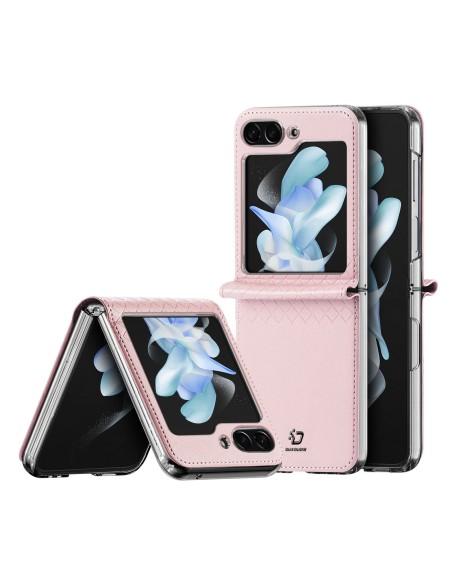 „Samsung Galaxy Z Flip5 5G“ odinis dėklas su atverčiamu piniginės užpakaliniu dangteliu „Dux Ducis Bril“ – rožinė