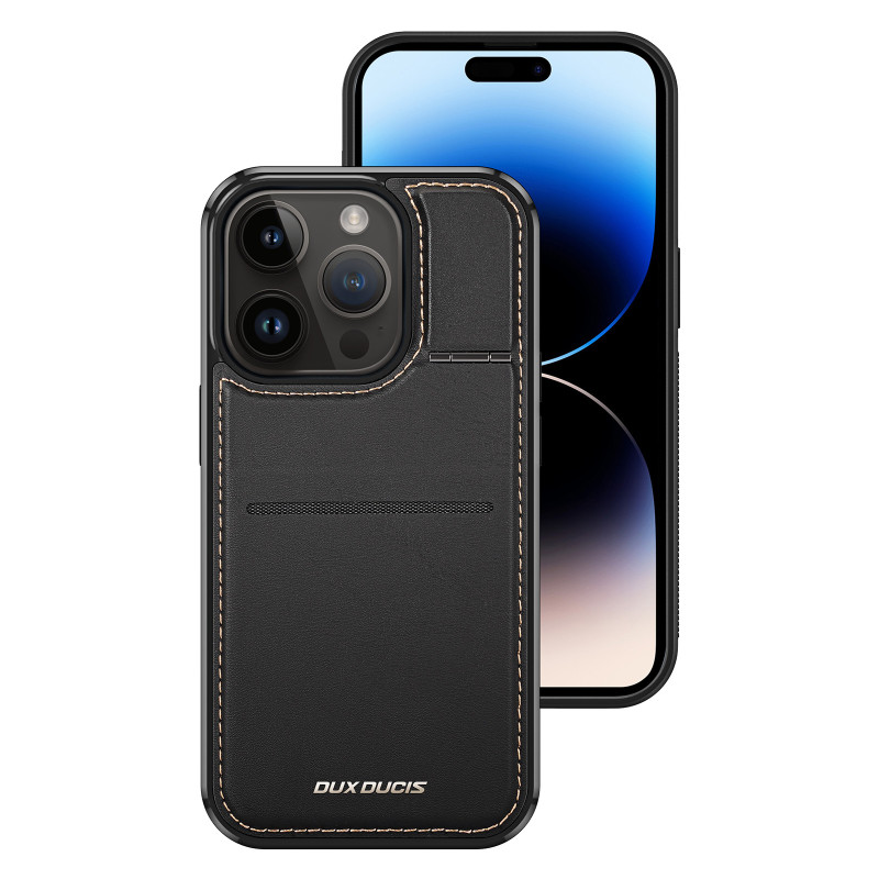 Dux Ducis Rafi Mag piniginės dėklas su 3 viename stovu iPhone 14 Pro su MagSafe ir RFID blokavimu – juodas