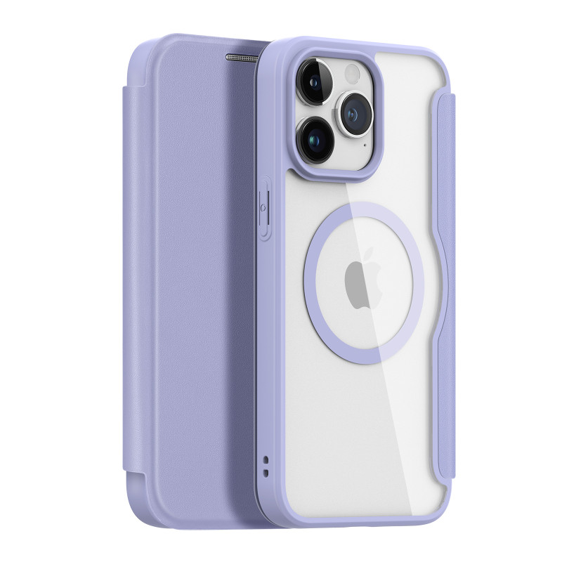 „iPhone 15 Pro Max“ magnetinis „MagSafe“ dėklas su „Flip Dux Ducis Skin X Pro“ – violetinė