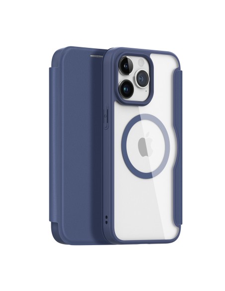 iPhone 15 Pro Max Magnetinis MagSafe Flip Cover Dux Ducis Skin X Pro - mėlynas