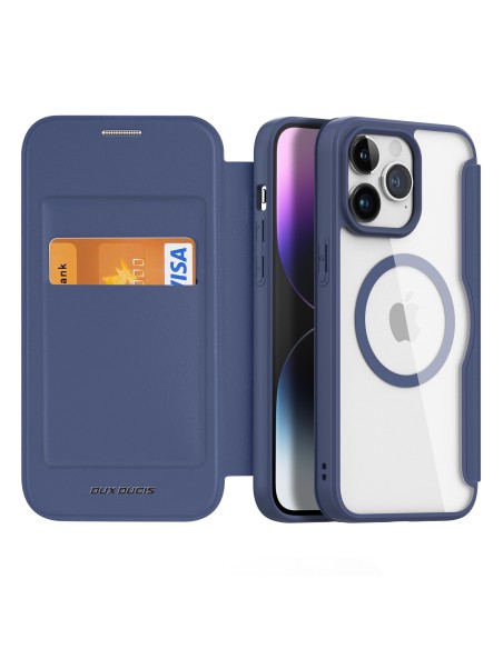 iPhone 15 Pro Max Magnetinis MagSafe Flip Cover Dux Ducis Skin X Pro - mėlynas