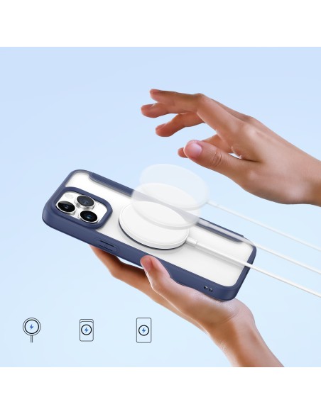 iPhone 15 Pro Max Magnetinis MagSafe Flip Cover Dux Ducis Skin X Pro - mėlynas