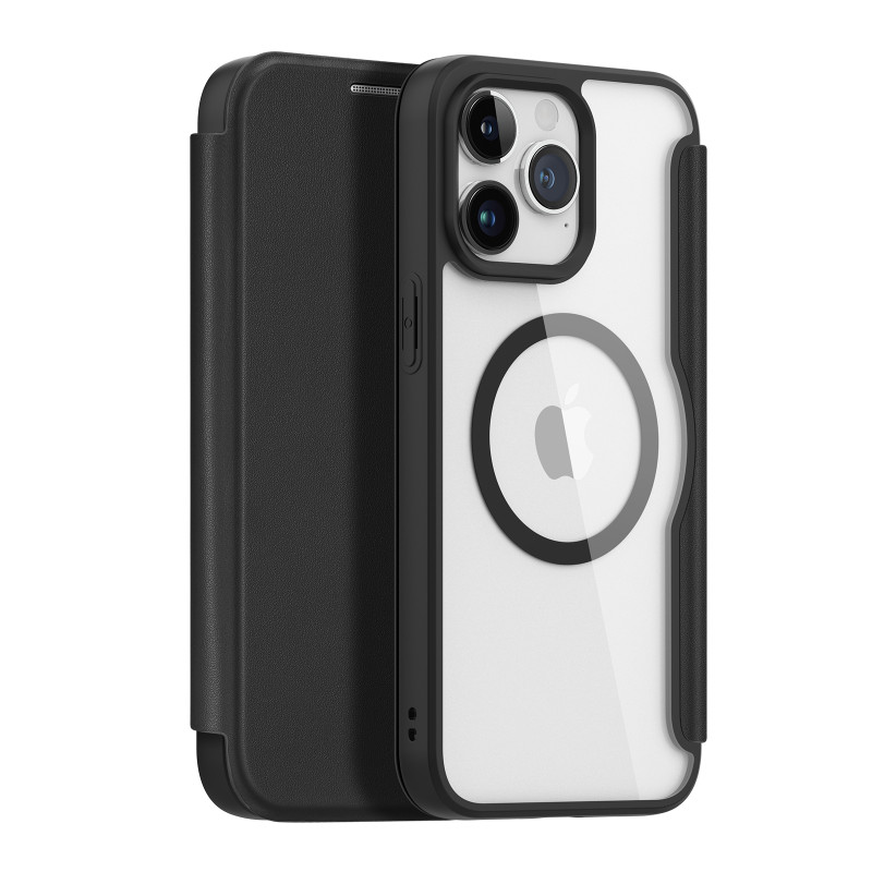 iPhone 15 Pro Max Magnetinis MagSafe Flip Cover Dux Ducis Skin X Pro - juodas