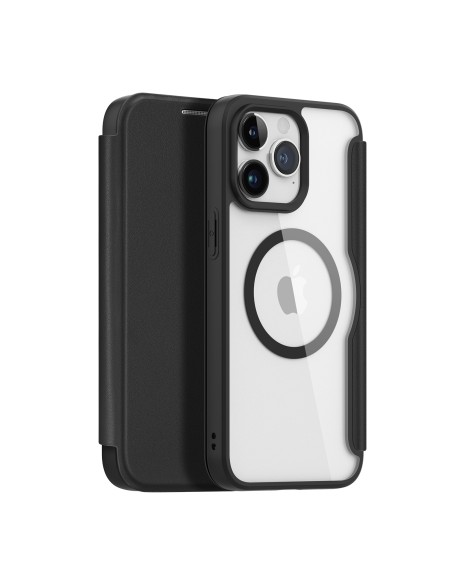 iPhone 15 Pro Max Magnetinis MagSafe Flip Cover Dux Ducis Skin X Pro - juodas iPhone 15 Pro Max Magnetinis MagSafe Flip Cover Dux Ducis Skin X Pro - juodas
