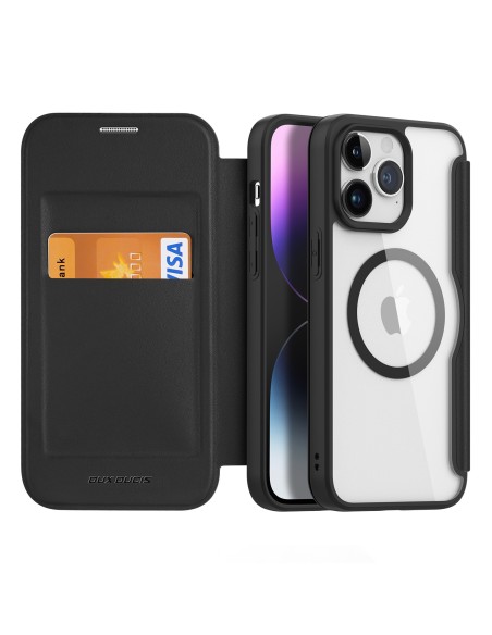 iPhone 15 Pro Max Magnetinis MagSafe Flip Cover Dux Ducis Skin X Pro - juodas iPhone 15 Pro Max Magnetinis MagSafe Flip Cover Dux Ducis Skin X Pro - juodas