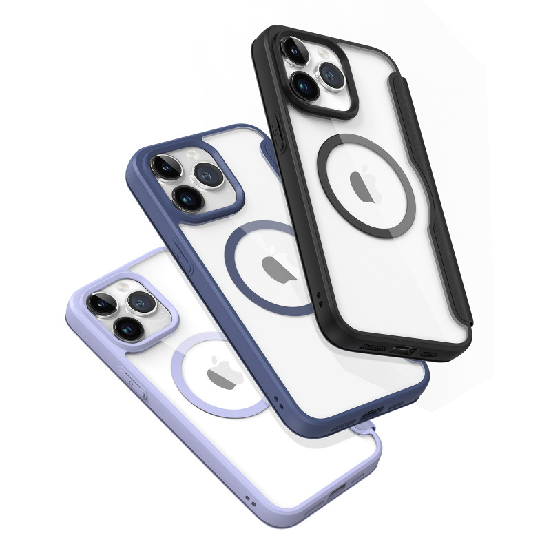 Dux Ducis Skin X Pro iPhone 15 Pro dėklas Magnetinis MagSafe dangtelis su atverčiamu – mėlynas