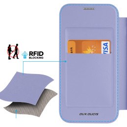 Dux Ducis Skin X Pro iPhone 15 Plus magnetinis atverčiamas MagSafe dėklas – violetinis