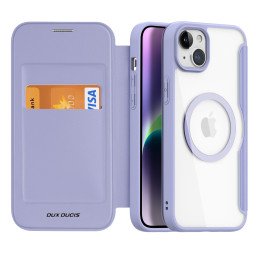 Dux Ducis Skin X Pro magnetinis atverčiamas dėklas su MagSafe iPhone 15 - violetinė