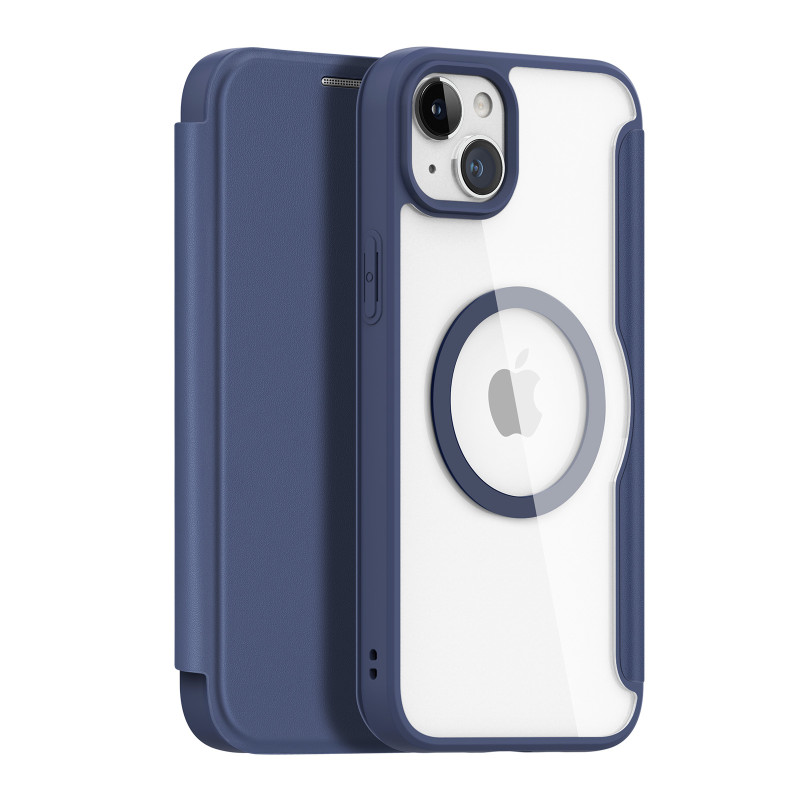 Dux Ducis Skin X Pro magnetinis atverčiamas dėklas su MagSafe, skirtas iPhone 15 – mėlynas