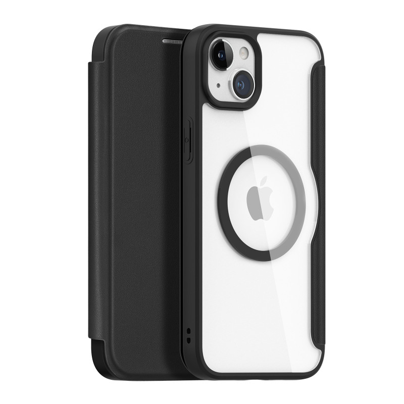 Dux Ducis Skin X Pro magnetinis atverčiamas dėklas su MagSafe, skirtas iPhone 15 – juodas