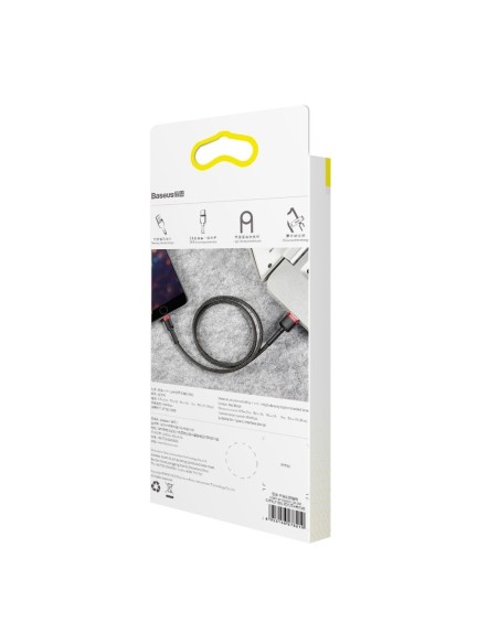 Patvarus lankstus kabelis USB laidas iPhone Lightning QC3.0 2.4A 0.5M juoda ir raudona Patvarus lankstus kabelis USB laidas iPhone Lightning QC3.0 2.4A 0.5M juoda ir raudona