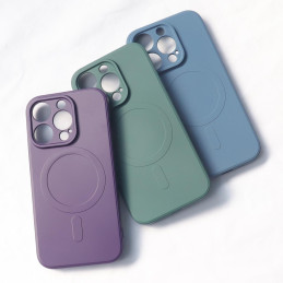 Magnetinis iPhone 14 Plus silikoninis dėklas Magsafe - violetinė