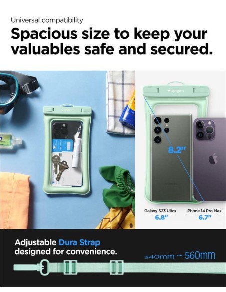 Spigen Aqua Shield A610 vandeniui atsparus dėklas, plūduriuojantis ant vandens - mėtų Spigen Aqua Shield A610 vandeniui atsparus dėklas, plūduriuojantis ant vandens - mėtų