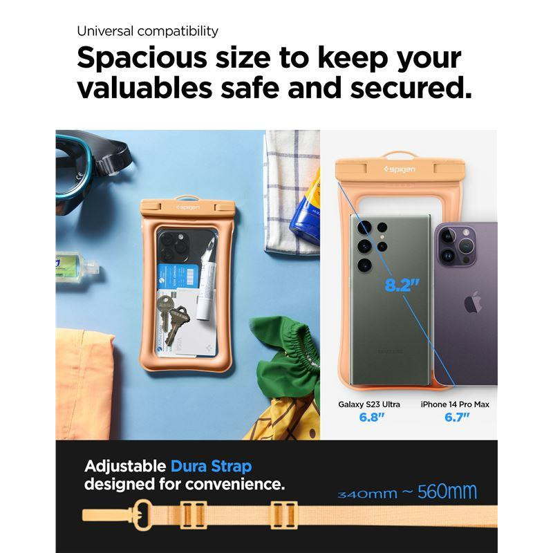 Spigen Aqua Shield A610 vandeniui atsparus dėklas, plūduriuojantis ant vandens - oranžinis