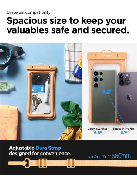 Spigen Aqua Shield A610 vandeniui atsparus dėklas, plūduriuojantis ant vandens - oranžinis Spigen Aqua Shield A610 vandeniui atsparus dėklas, plūduriuojantis ant vandens - oranžinis