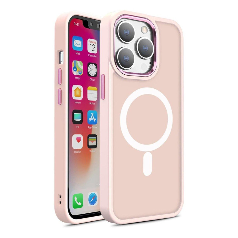 Magnetinis dėklas su MagSafe Color Matte Case iPhone 14 Pro Max - rožinis