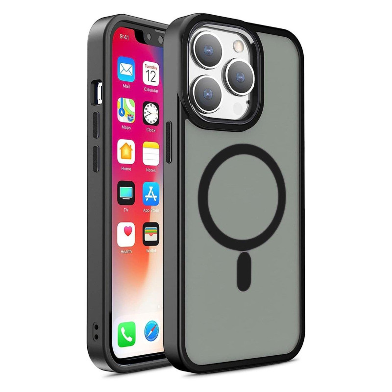 Magnetinis dėklas su MagSafe Color Matte Case iPhone 14 Pro Max - juodas Magnetinis dėklas su MagSafe Color Matte Case iPhone 14 Pro Max - juodas