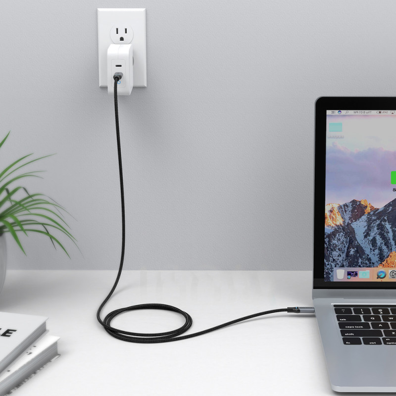 C tipo USB kabelis – C tipo USB maitinimo šaltinis 100W 5A 1,8m SET 2x juodas