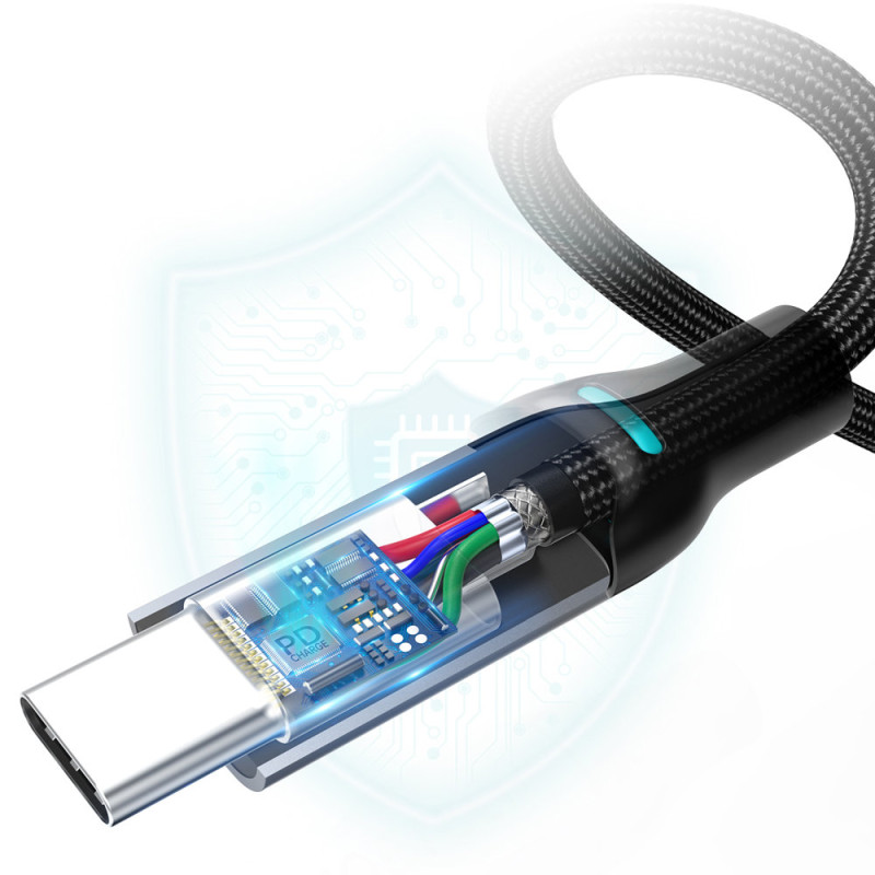 C tipo USB kabelis – C tipo USB maitinimo šaltinis 100W 5A 1,8m SET 2x juodas