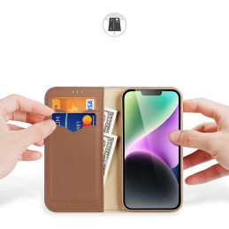 Dux Ducis Hivo piniginės dėklas su RFID blokavimu iPhone 15 Plus - rudas