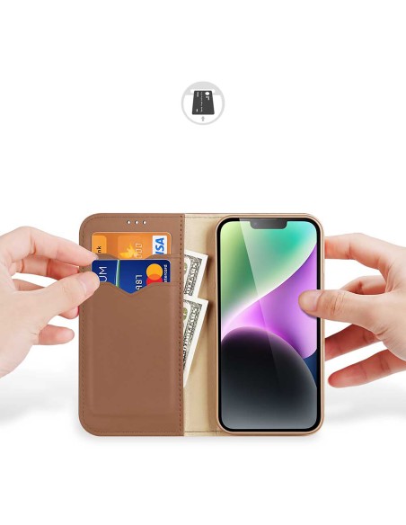 Dux Ducis Hivo piniginės dėklas su RFID blokavimu iPhone 15 Plus - rudas Dux Ducis Hivo piniginės dėklas su RFID blokavimu iPhone 15 Plus - rudas