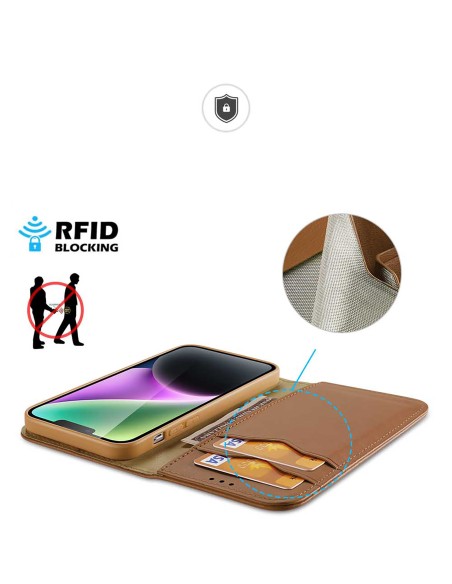 Dux Ducis Hivo piniginės dėklas su RFID blokavimu iPhone 15 Plus - rudas Dux Ducis Hivo piniginės dėklas su RFID blokavimu iPhone 15 Plus - rudas