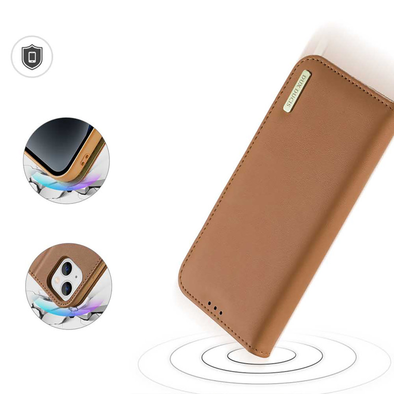 Dux Ducis Hivo piniginės dėklas su RFID blokavimu iPhone 15 Plus - rudas