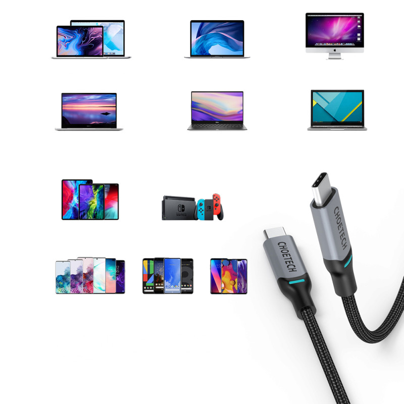 C tipo USB kabelis – C tipo USB maitinimo šaltinis 100W 5A 1,8m SET 2x juodas