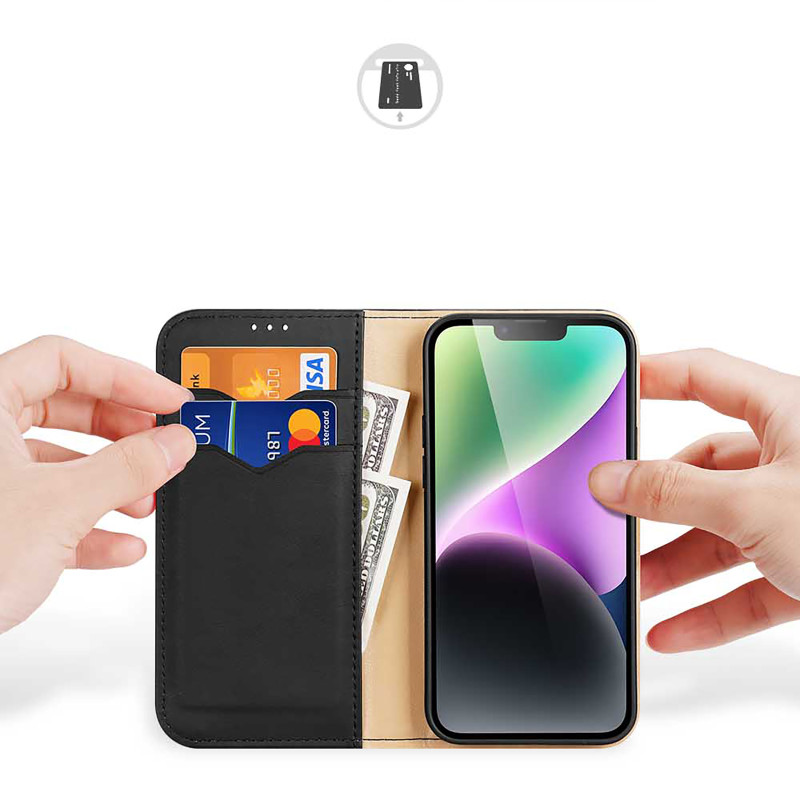 Dux Ducis Hivo RFID blokuojantis piniginės dėklas, skirtas iPhone 15 Plus – juodas