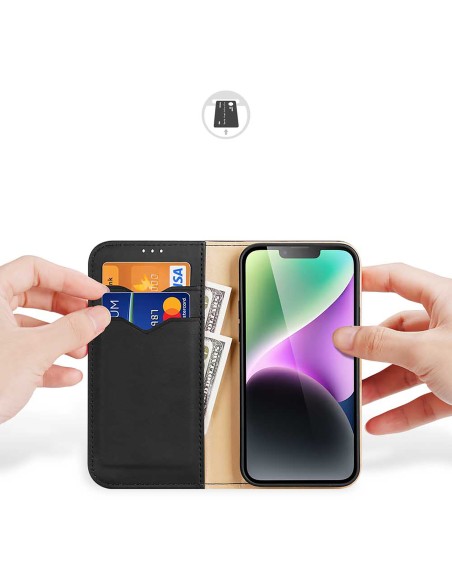 Dux Ducis Hivo RFID blokuojantis piniginės dėklas, skirtas iPhone 15 Plus – juodas Dux Ducis Hivo RFID blokuojantis piniginės dėklas, skirtas iPhone 15 Plus – juodas