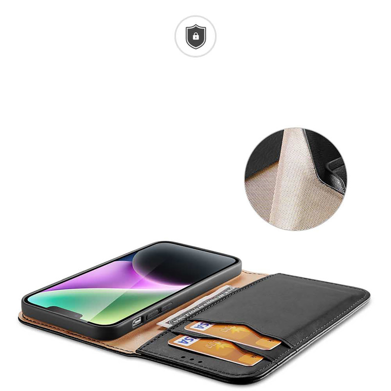 Dux Ducis Hivo RFID blokuojantis piniginės dėklas, skirtas iPhone 15 Plus – juodas