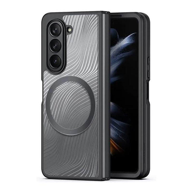 „Samsung Galaxy Z Fold5 5G Armored Case“, suderinamas su „MagSafe Dux Ducis Aimo Mag“ - juodas