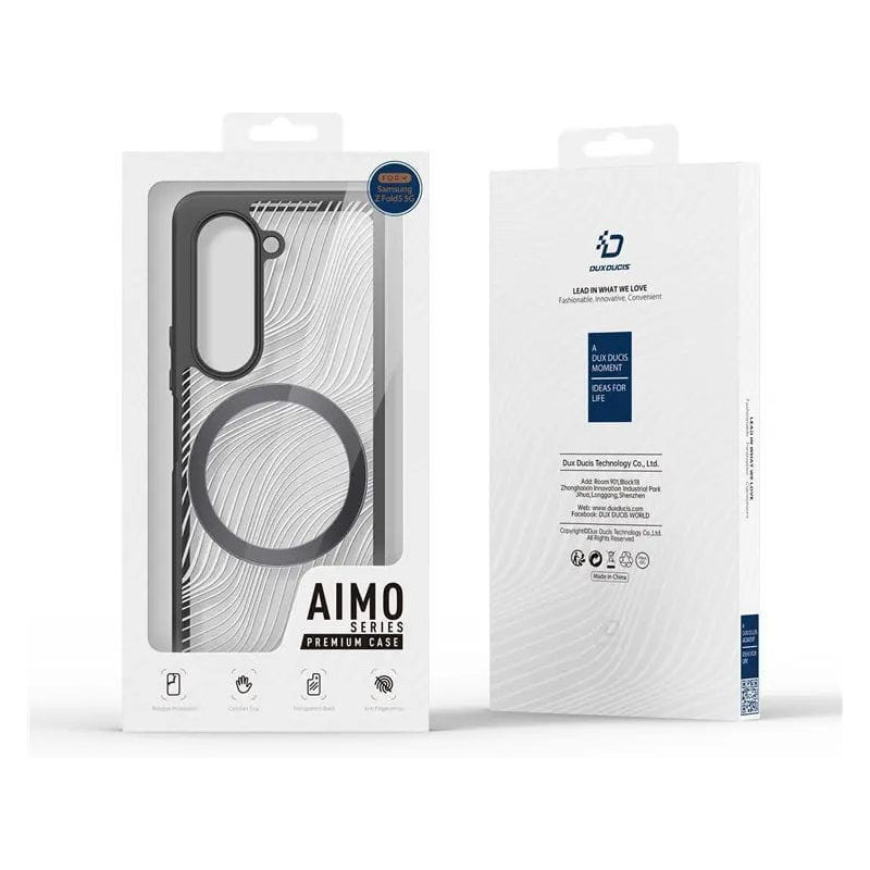 „Samsung Galaxy Z Fold5 5G Armored Case“, suderinamas su „MagSafe Dux Ducis Aimo Mag“ - juodas