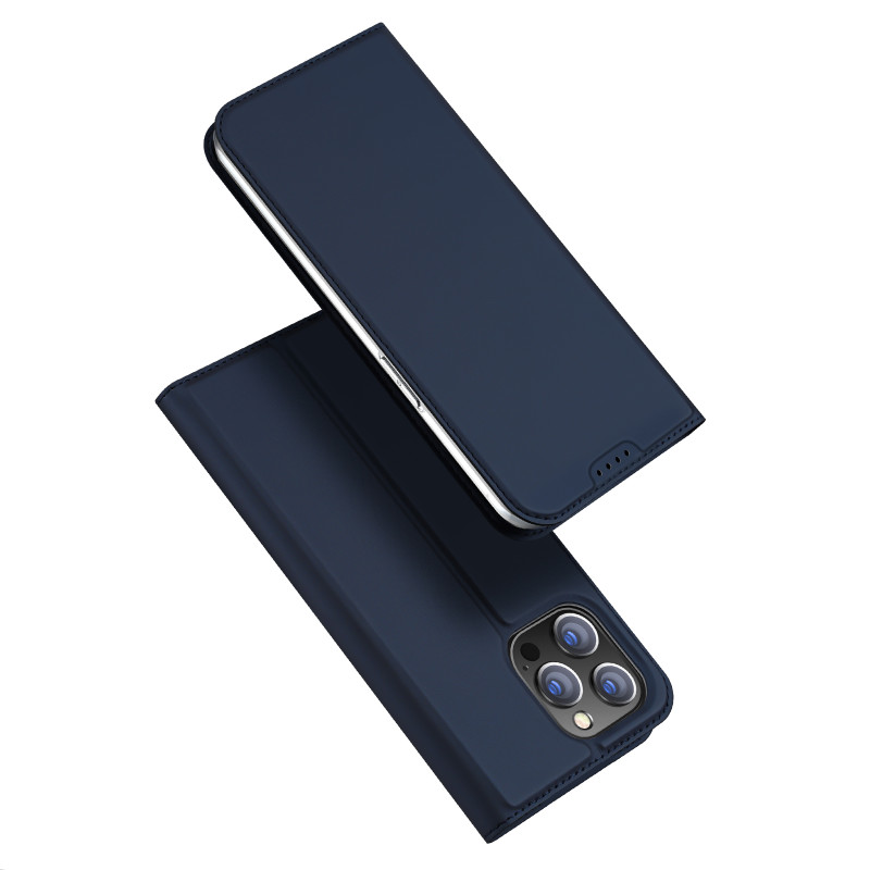 Dėklas skirtas iPhone 15 Pro Max, dangtelis su atvartu ir piniginė Dux Ducis Skin Pro - mėlyna