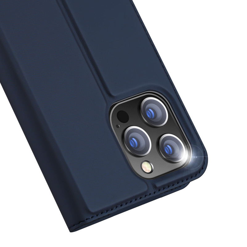 Dėklas skirtas iPhone 15 Pro Max, dangtelis su atvartu ir piniginė Dux Ducis Skin Pro - mėlyna