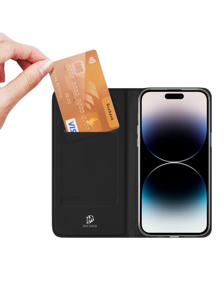 Dux Ducis Skin Pro iPhone 15 Pro Max dėklas su atvartu ir pinigine - juodos spalvos Dux Ducis Skin Pro iPhone 15 Pro Max dėklas su atvartu ir pinigine - juodos spalvos
