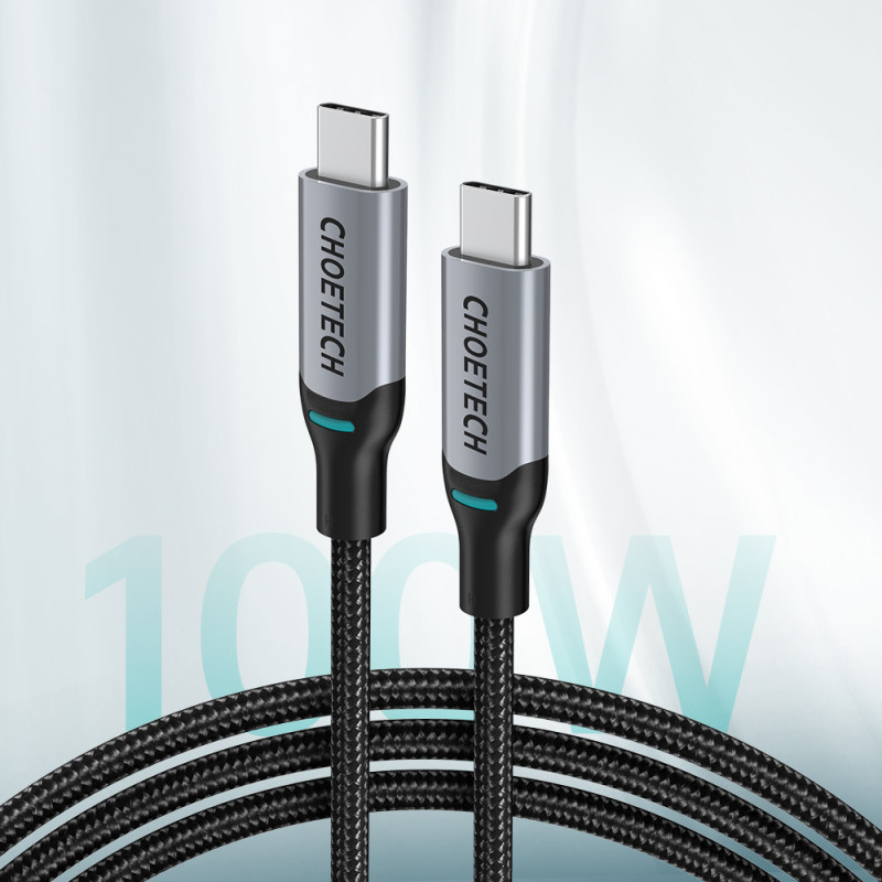 C tipo USB kabelis – C tipo USB maitinimo šaltinis 100W 5A 1,8m SET 2x juodas