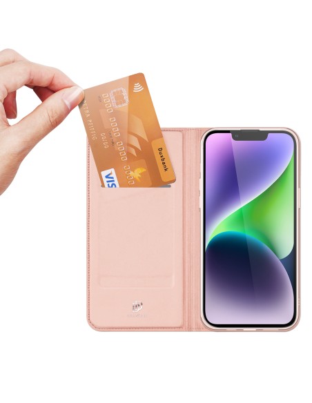 Dux Ducis Skin Pro iPhone 15 Plus dėklas su atvartu ir pinigine - rožinė Dux Ducis Skin Pro iPhone 15 Plus dėklas su atvartu ir pinigine - rožinė