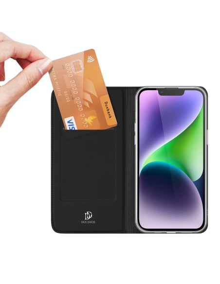 Dux Ducis Skin Pro dėklas iPhone 15 Plus su atvartu ir pinigine - juodas Dux Ducis Skin Pro dėklas iPhone 15 Plus su atvartu ir pinigine - juodas