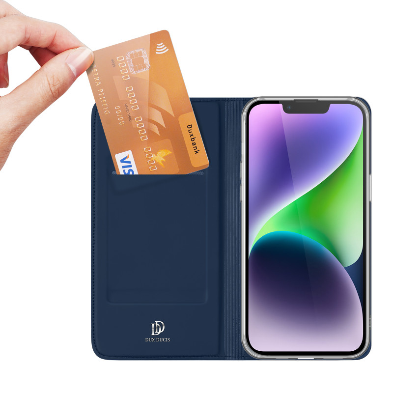 Dux Ducis Skin Pro atverčiamas dėklas ir piniginė iPhone 15 - mėlyna